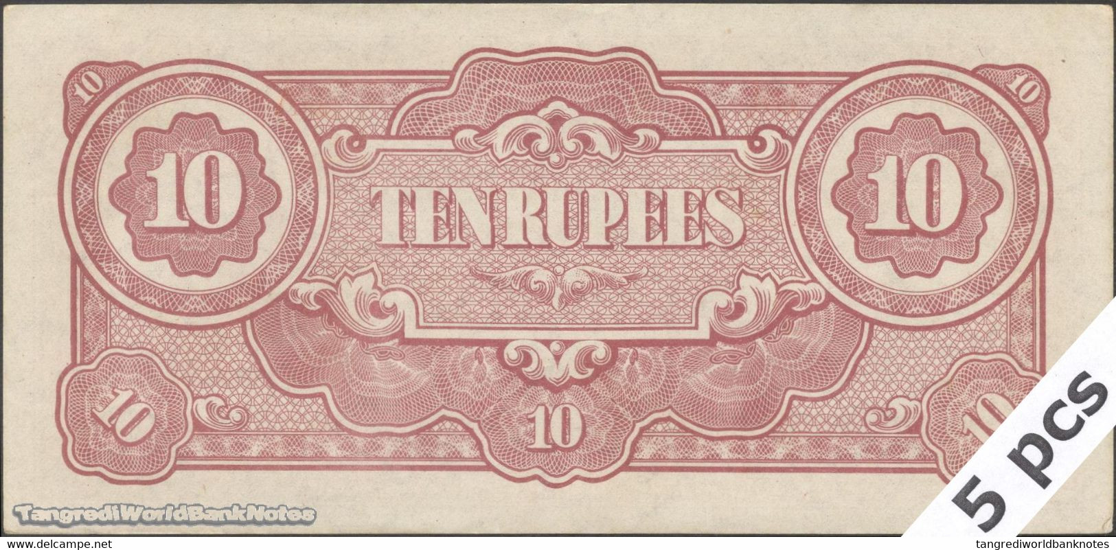 TWN - BURMA 16a/b - 10 Rupees 1942 DEALERS LOT X 5 - Block BA AU/UNC - Myanmar