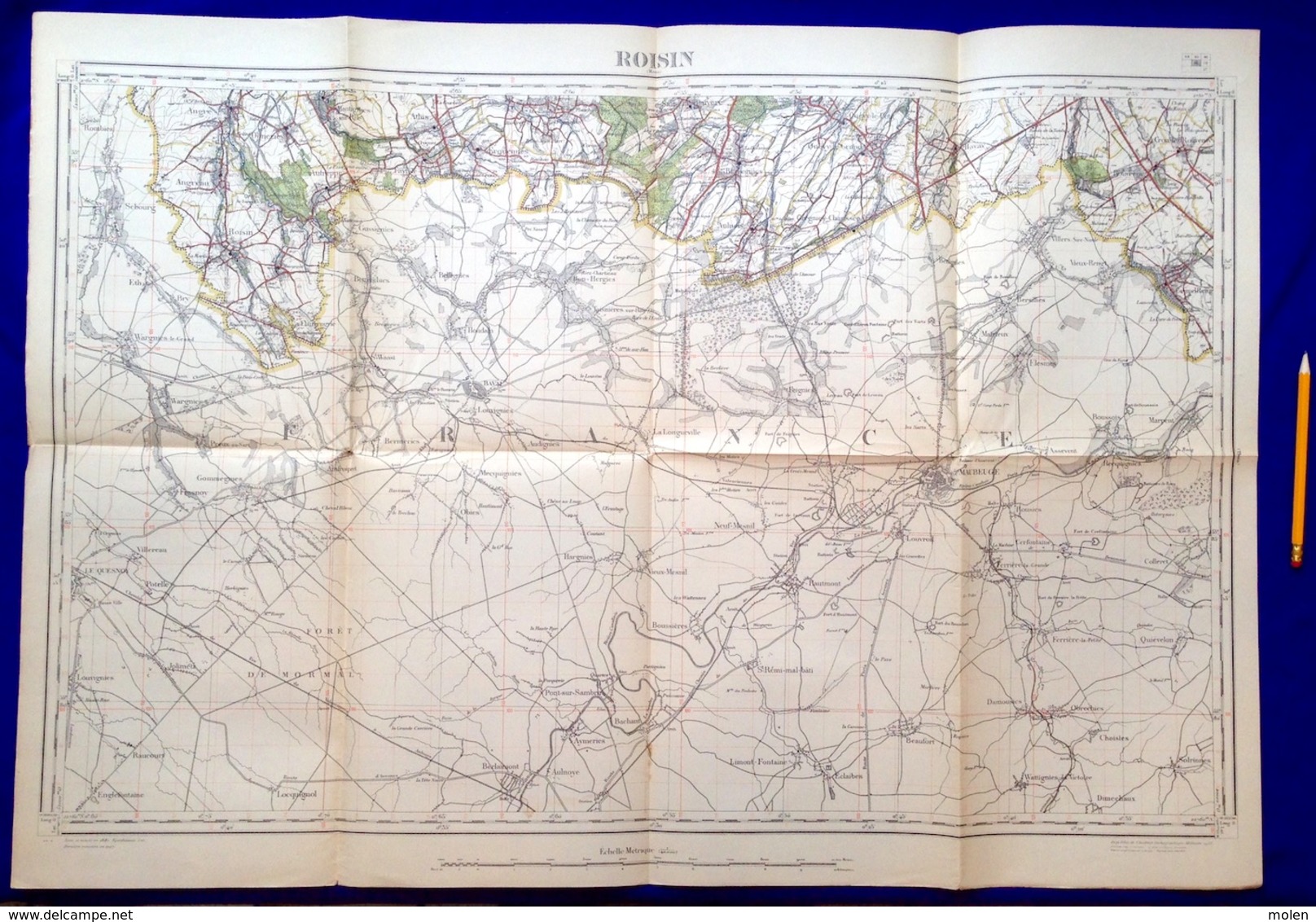 ROISIN Honnelles Mesure 1881-1907 CARTE D ETAT-MAJOR 51 BAVAY MAUBEUGE HONNELLES QUEVY ROUSIES MARPENT GOMMEGNIES S423 - Honnelles