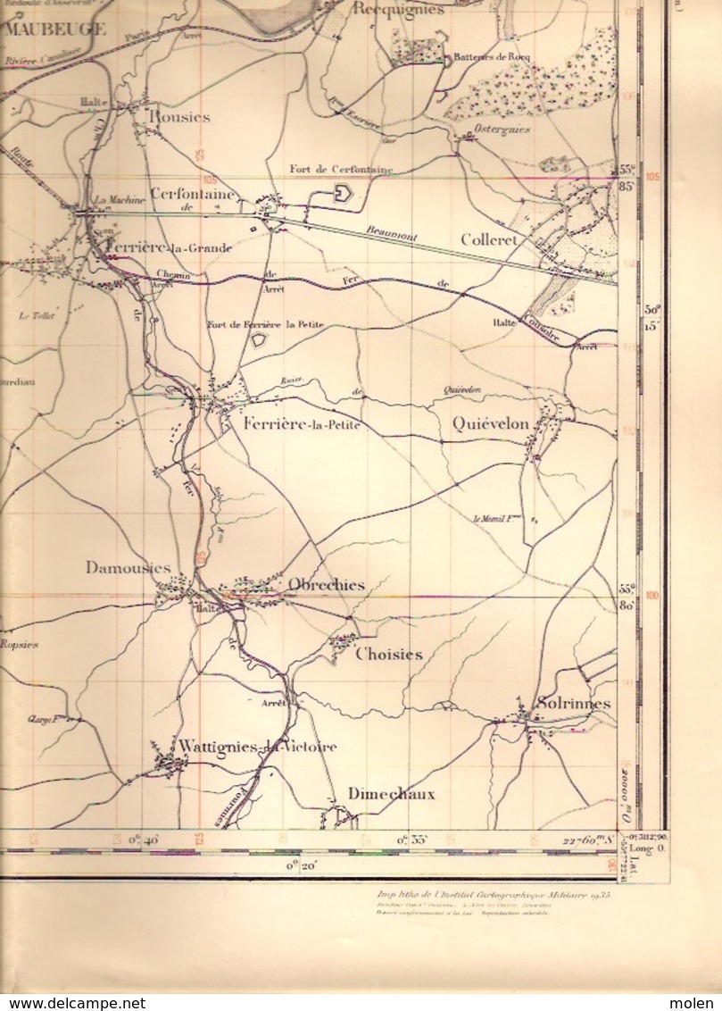 ROISIN Honnelles Mesure 1881-1907 CARTE D ETAT-MAJOR 51 BAVAY MAUBEUGE HONNELLES QUEVY ROUSIES MARPENT GOMMEGNIES S423