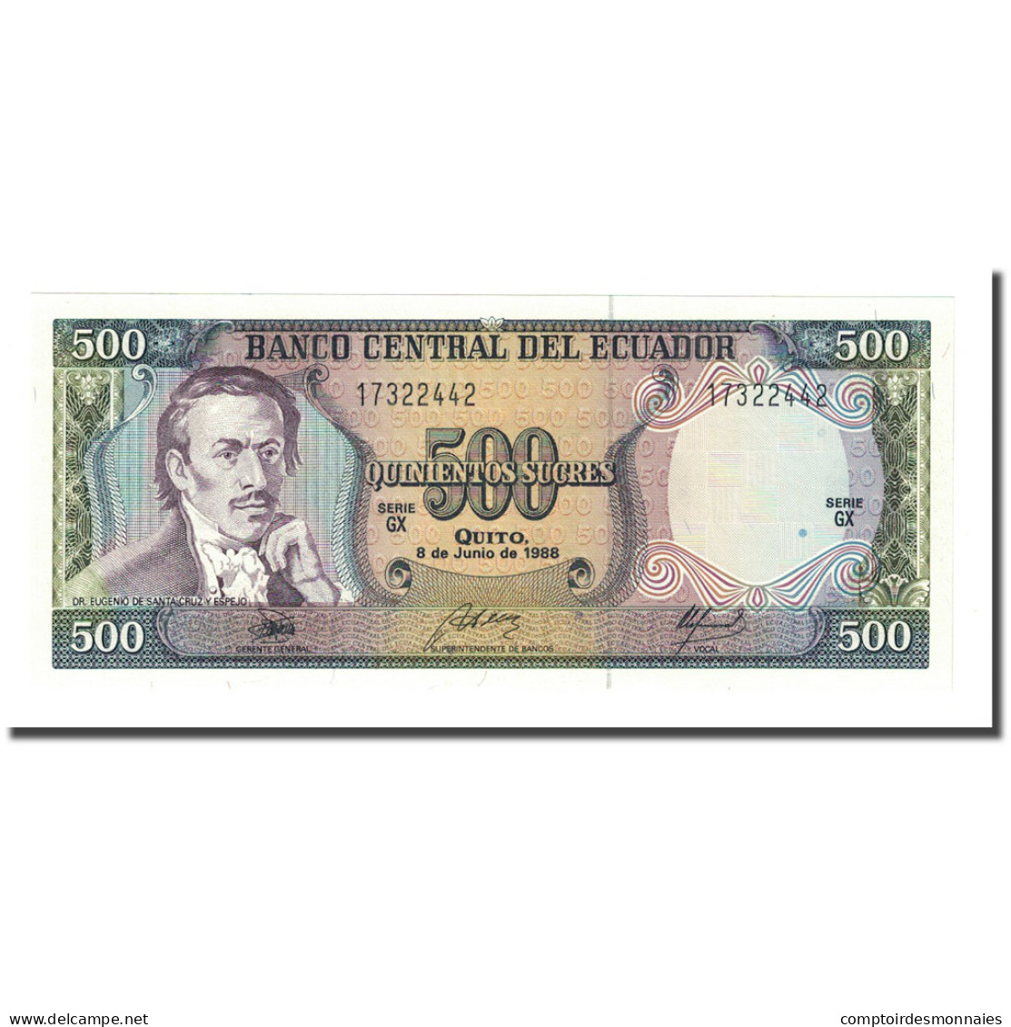 Billet, Équateur, 500 Sucres, 1988, 1988-06-08, KM:124a, NEUF - Ecuador