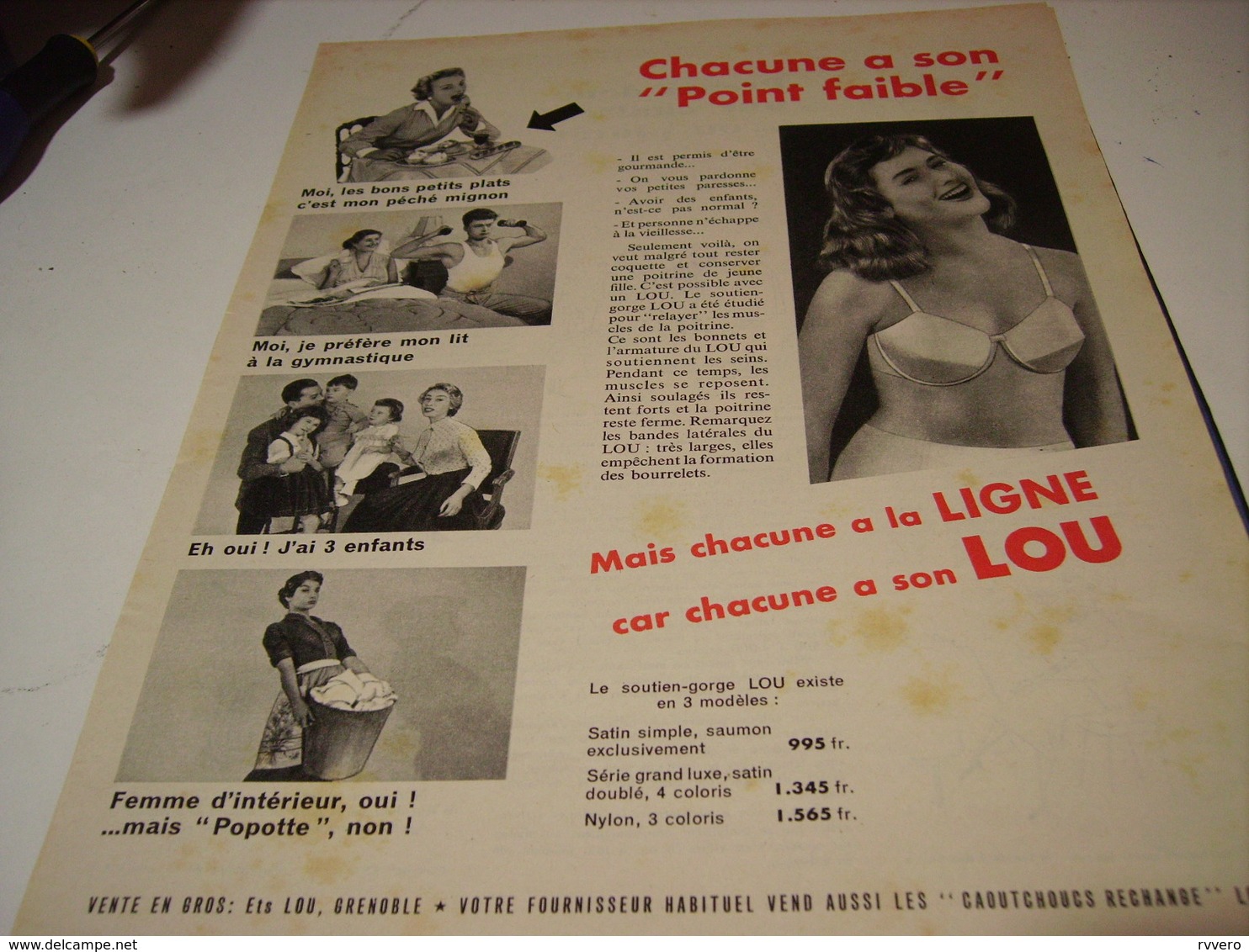 ANCIENNE PUBLICITE SOUS  VETEMENT LOU 1955 - Publicités