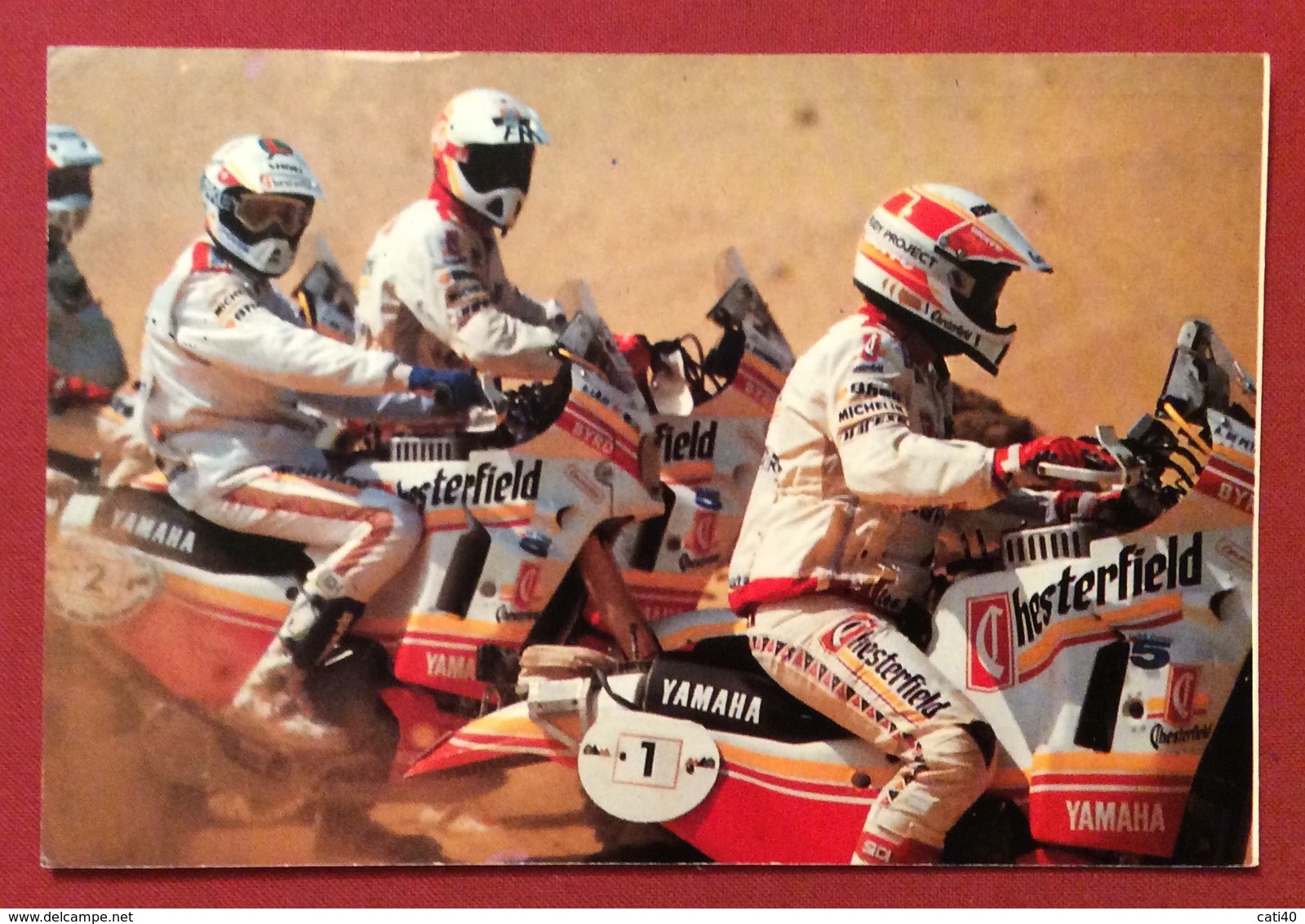 MOTOCICLISMO  PARIGI DAKAR  CARTOLINA PUBBLICITARIA YAMAHA E CHESTERFIELD Da  DAKAR 18/1/91 A  MILANO - Altri & Non Classificati