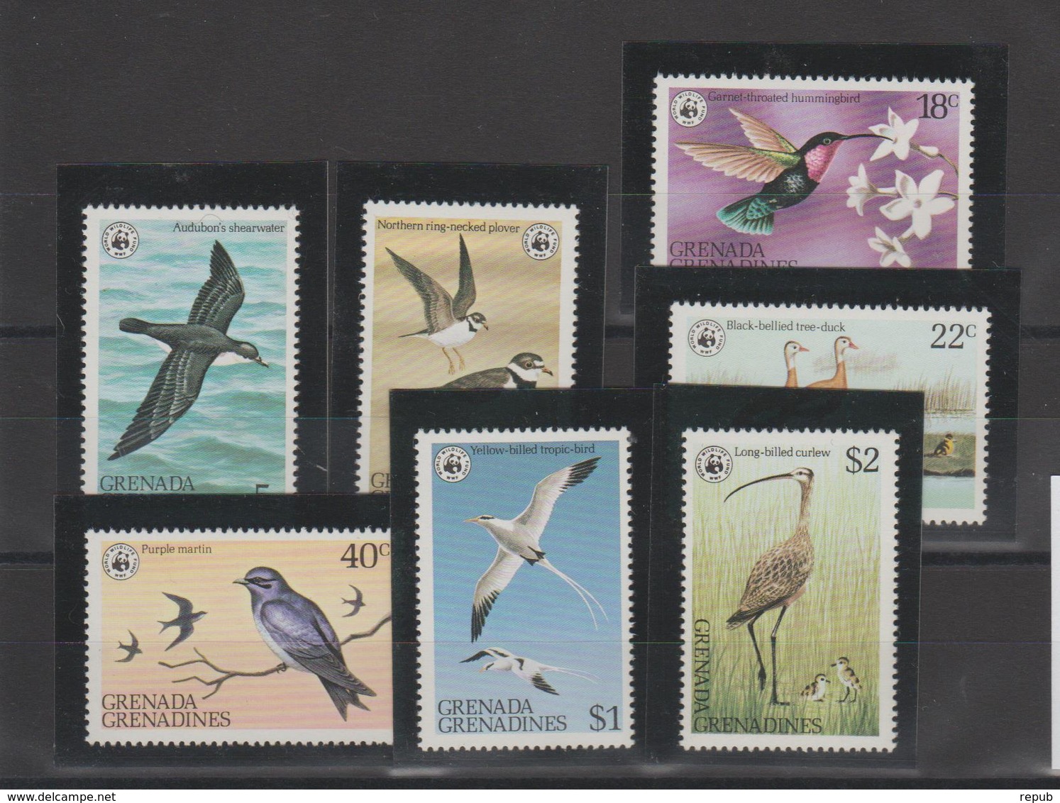 Grenada Grenadines 1978 Oiseaux 255-61 7 Val ** MMH - Grenade (1974-...)