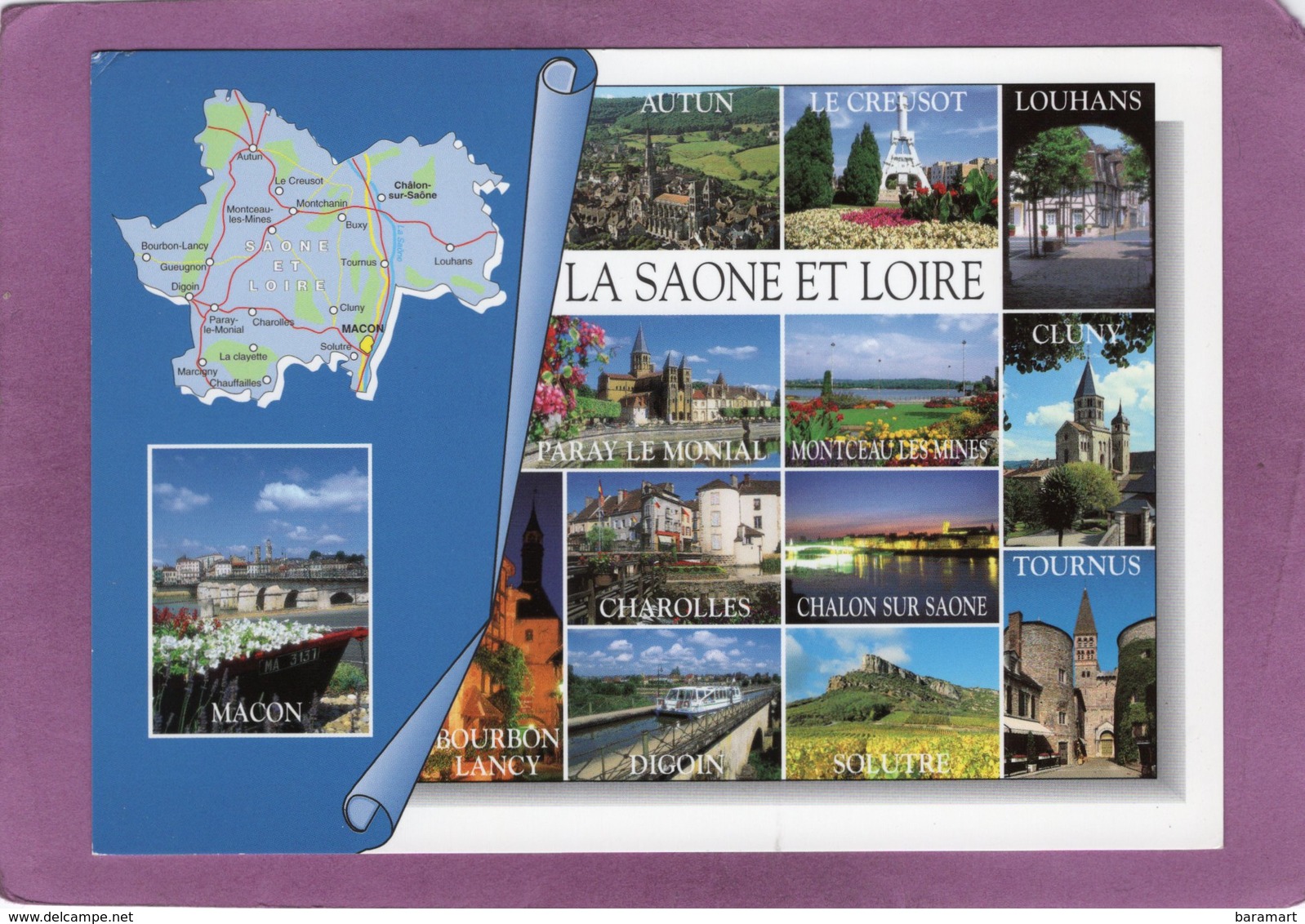 71 LA SAONE ET LOIRE Carte Géographique Multivues Du Département - Autres & Non Classés