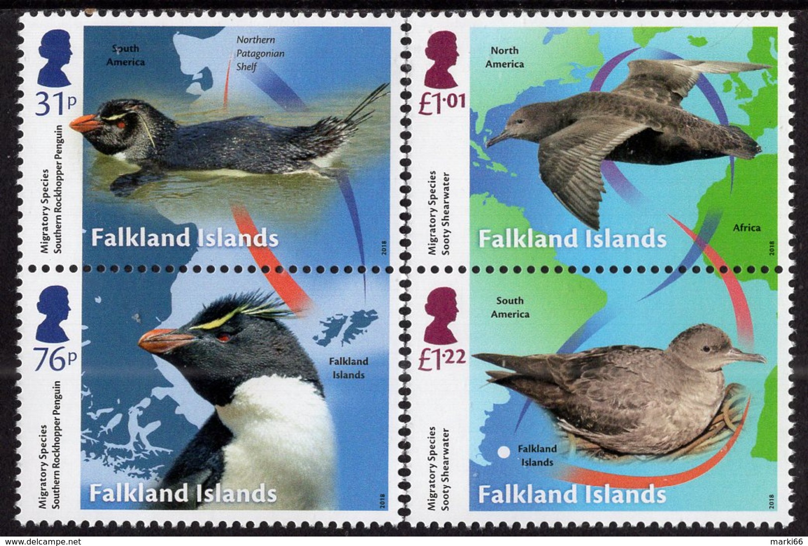 Falkland Islands - 2018 - Migratory Species - Mint Stamp Set - Falkland Islands