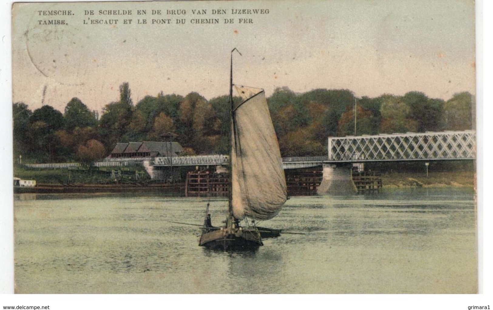 TEMSCHE.    DE SCHELDE EN DE BRUG VAN DEN IJZERENWEG - Temse