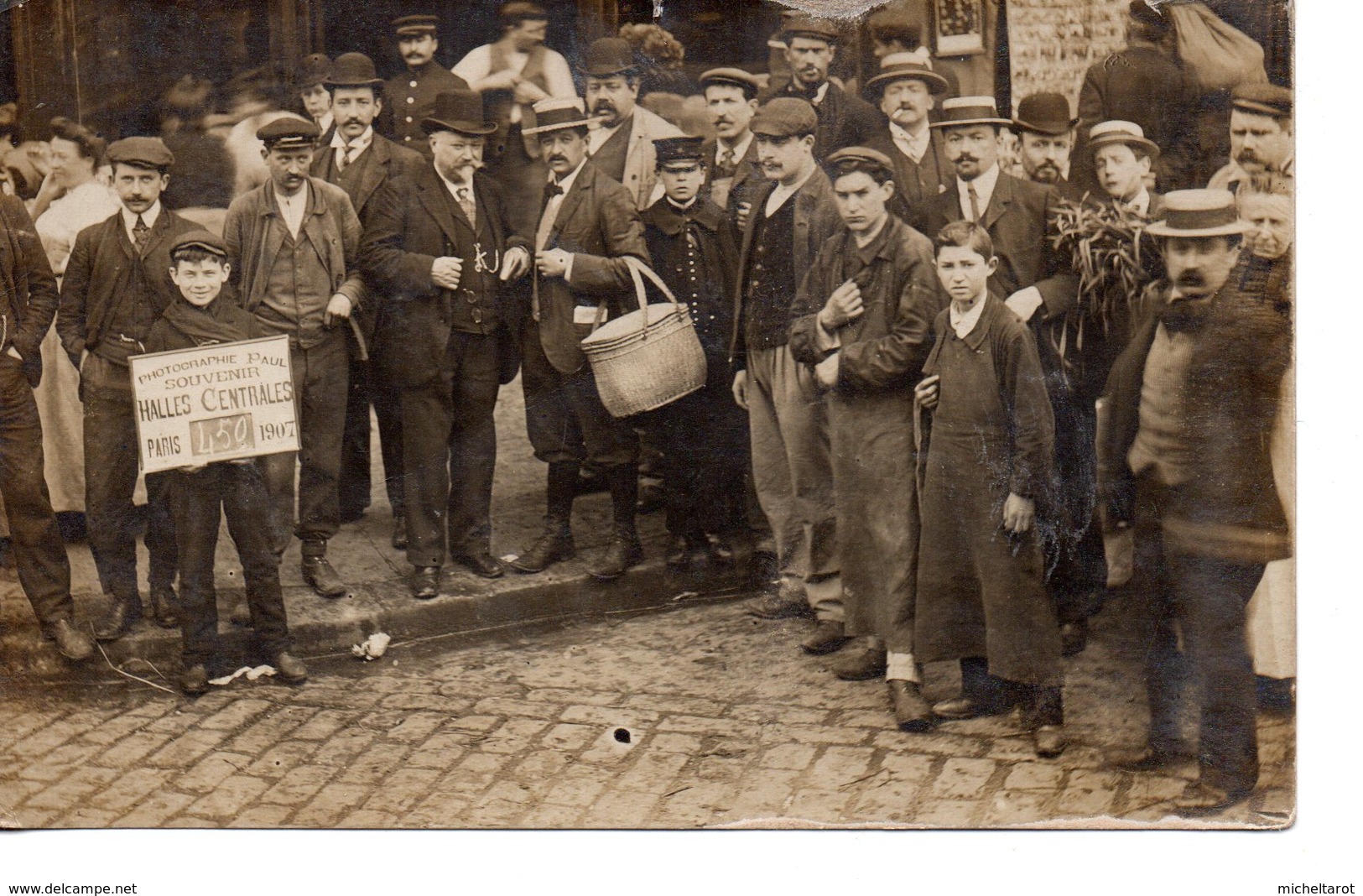 Paris : Petits Métiers : Les Halles : Carte-photo De 1907 - Petits Métiers à Paris