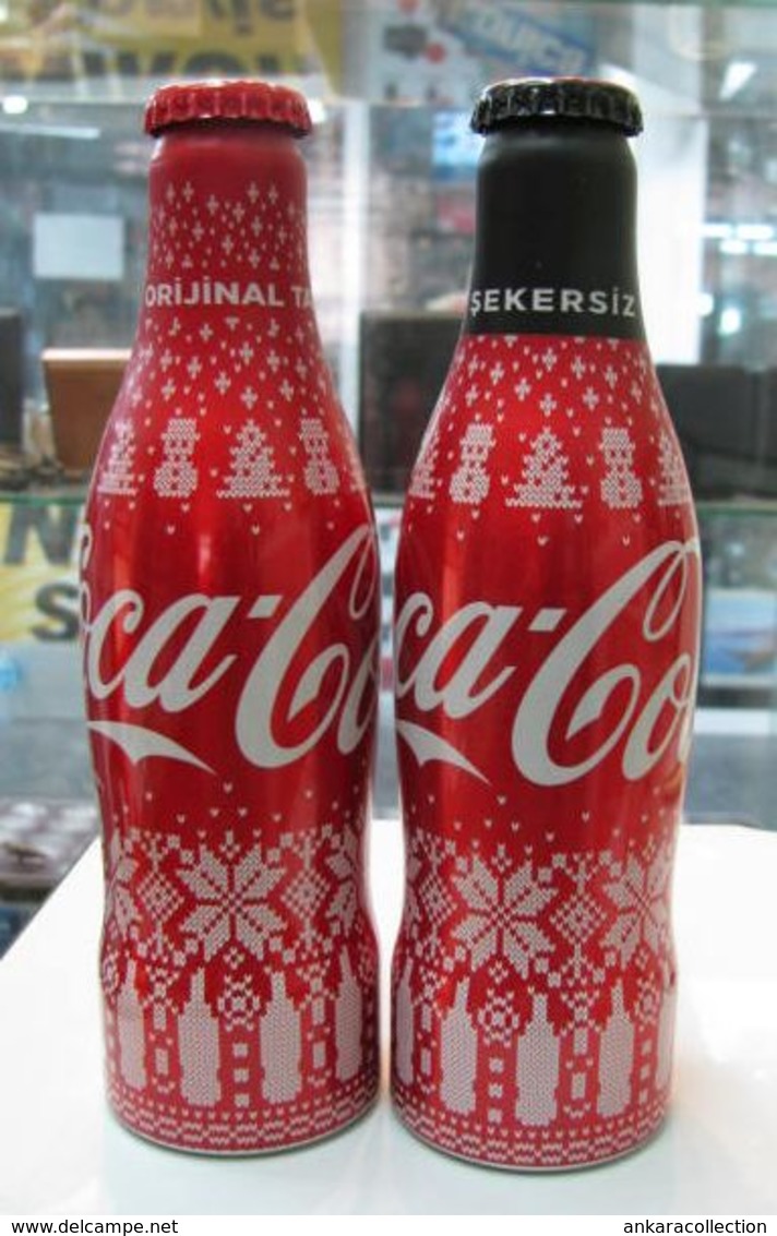 AC - COCA COLA 2018 NEW YEAR ALUMINUM EMPTY BOTTLES & CROWN CAPS COCA COLA - ORIGINAL TASTE COCA COLA - SUGARLESS - Bottiglie