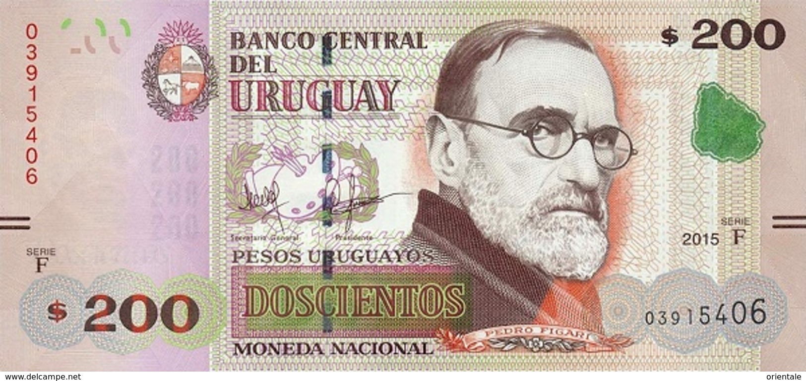 URUGUAY P. 96 200 P 2015 UNC - Uruguay
