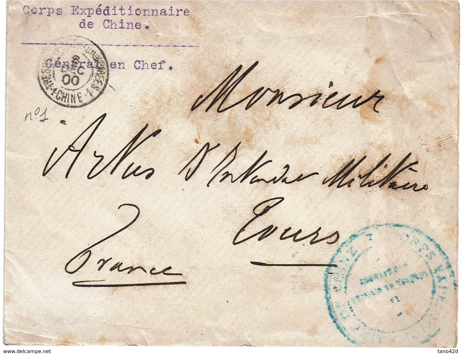 CTN54B- CORPS EXPEDITIONNAIRE DE CHINE  LETTRE EN FM 8/12/1900 - Briefe U. Dokumente