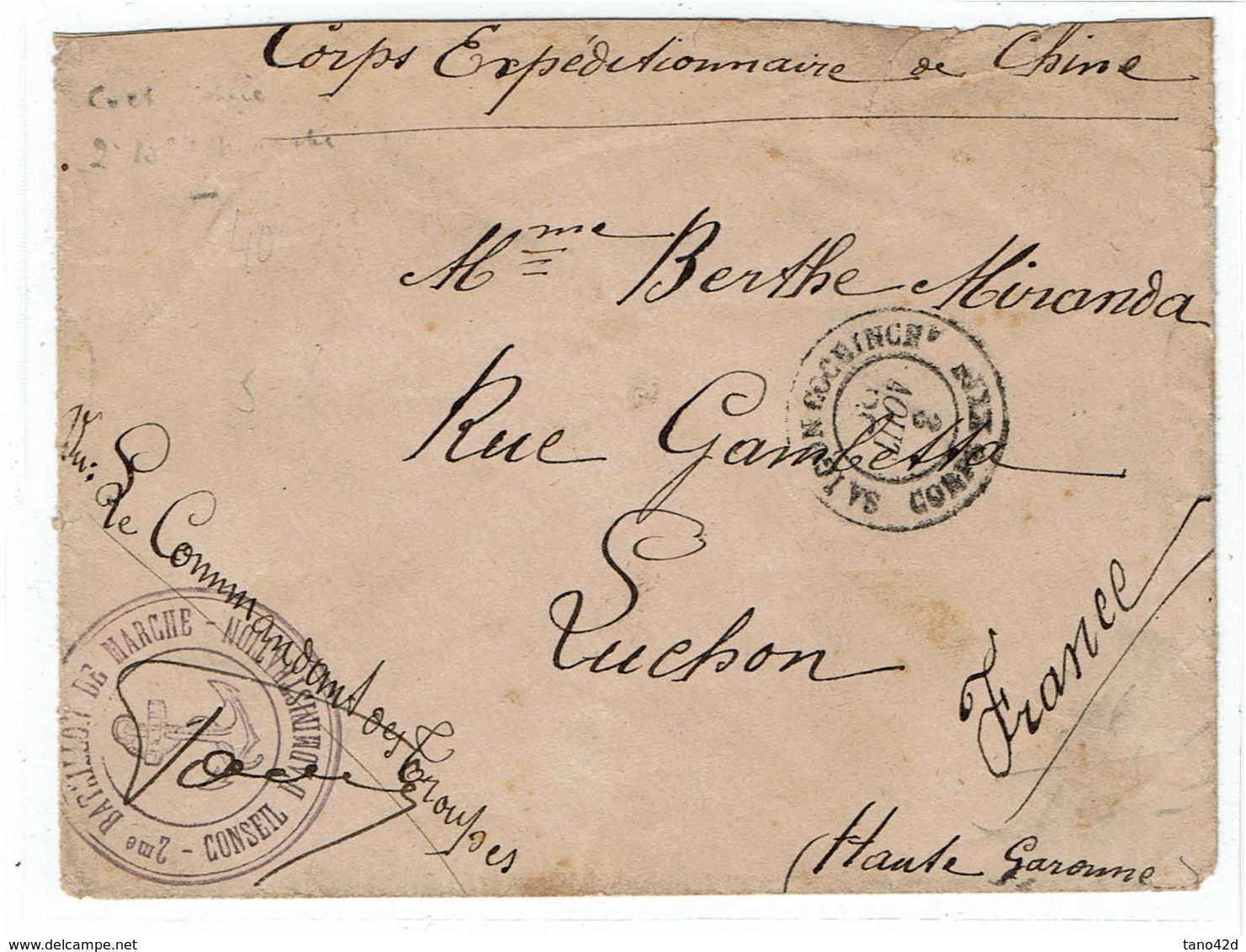 CTN54B- CORPS EXPEDITIONNAIRE DE CHINE  LETTRE EN FM 3/8/1900 - Lettres & Documents