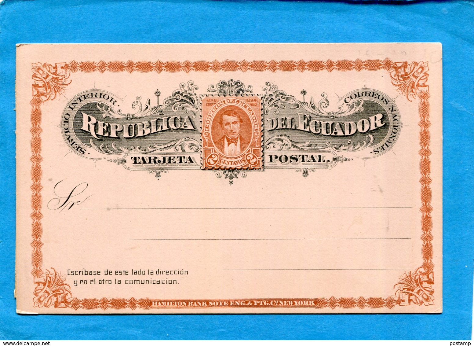 -EQUATEUR-carte Tarjeta-neuve - Entier Postal Stationnery- 2c Rouge Clair Sur Rosé Clair- 1896 - Equateur