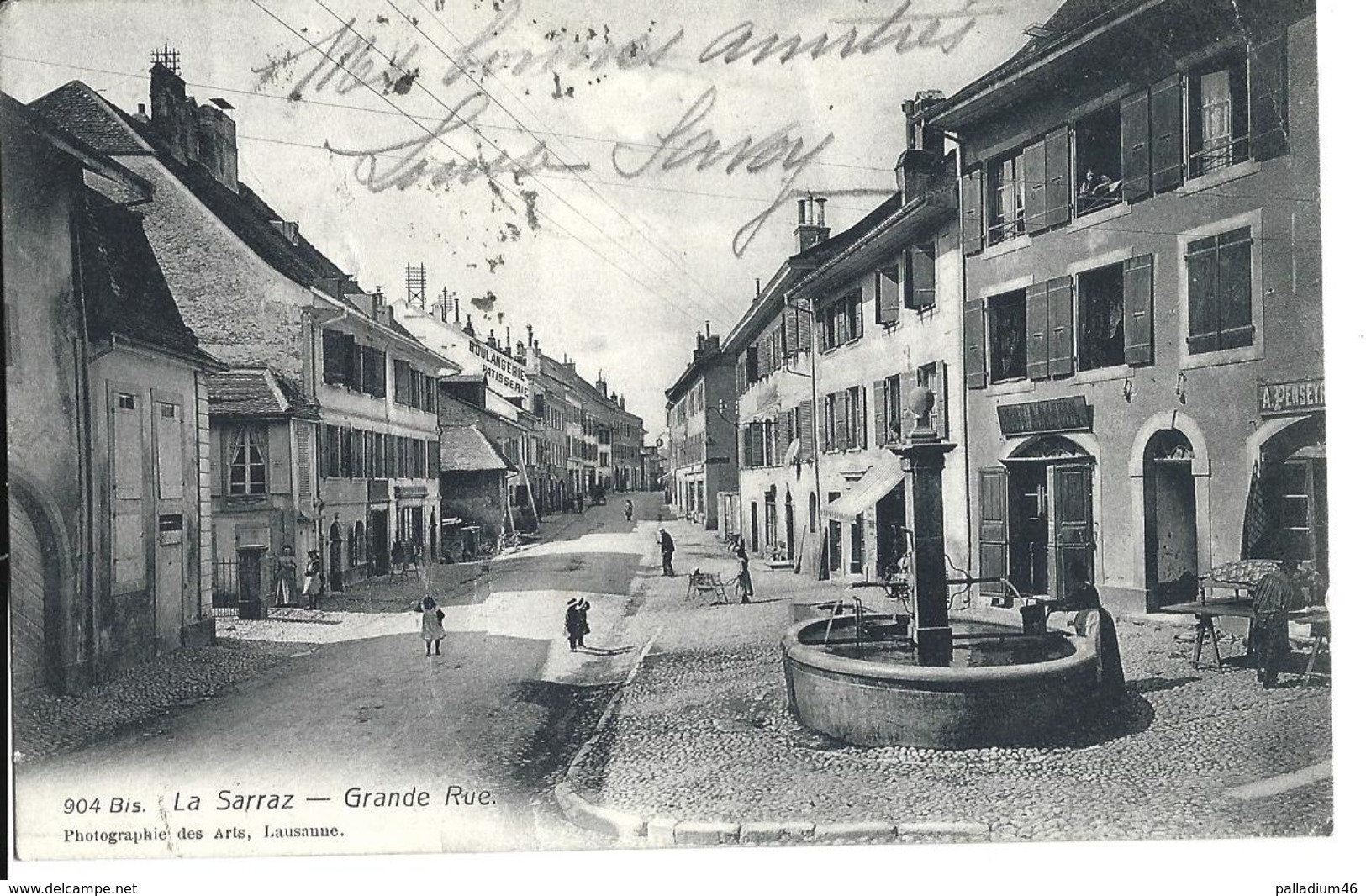 VAUD LA SARRAZ Grande Rue, Animée, Fontaine -Photographie Des Arts, Lausanne No 904 Bis,A VOIR CAR DIFFERENTE DES AUTRES - La Sarraz