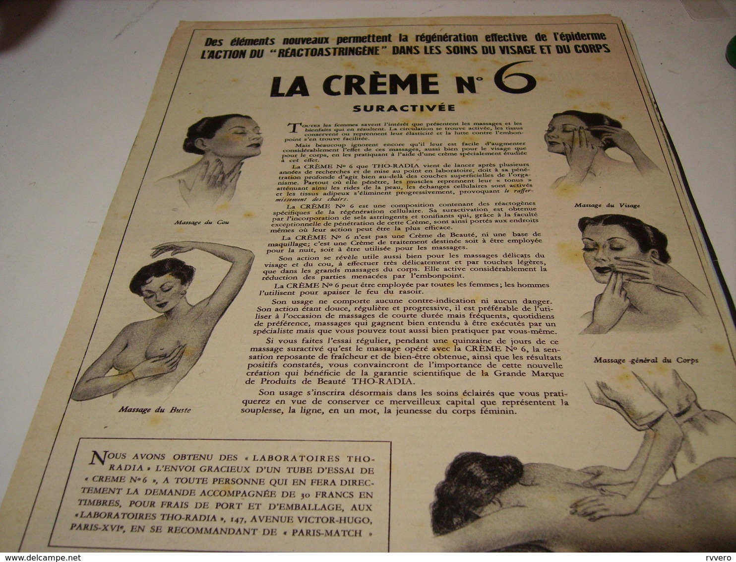 ANCIENNE PUBLICITE CREME 6 DE THO RADIA 1951 - Autres & Non Classés