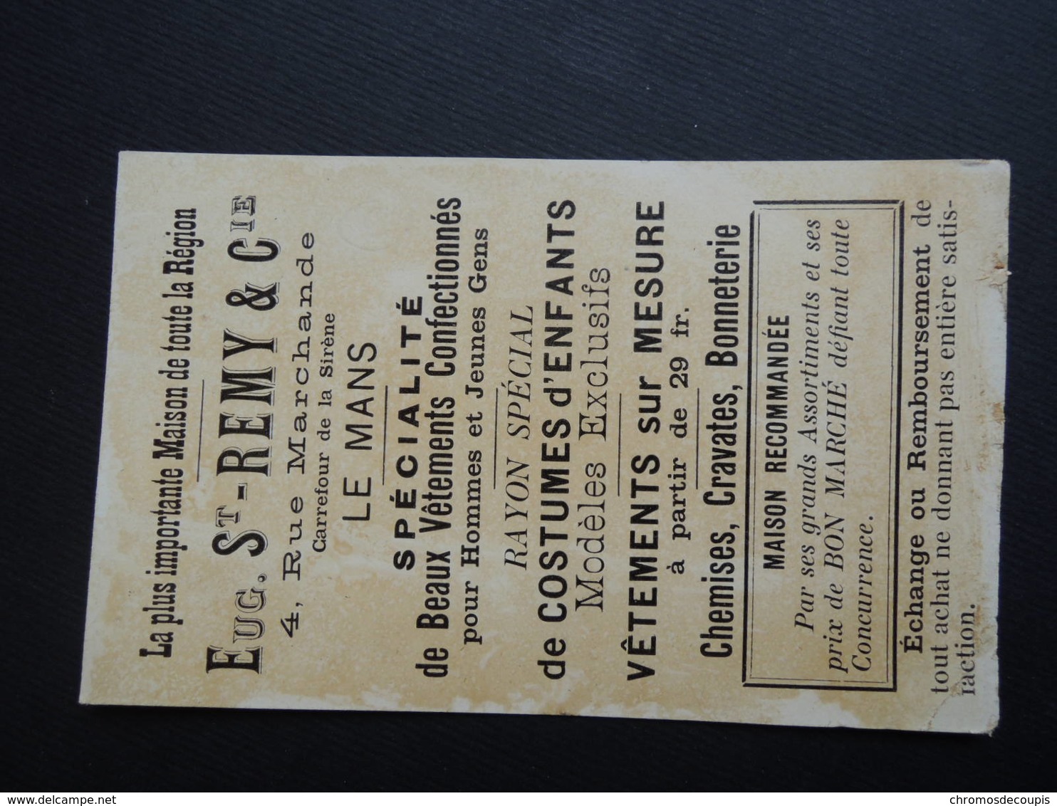 Chromo FARRADESCHE. Pub. Eugène Saint Remy.  Confection. LE  MANS. Pecheurs à La Ligne - Other & Unclassified