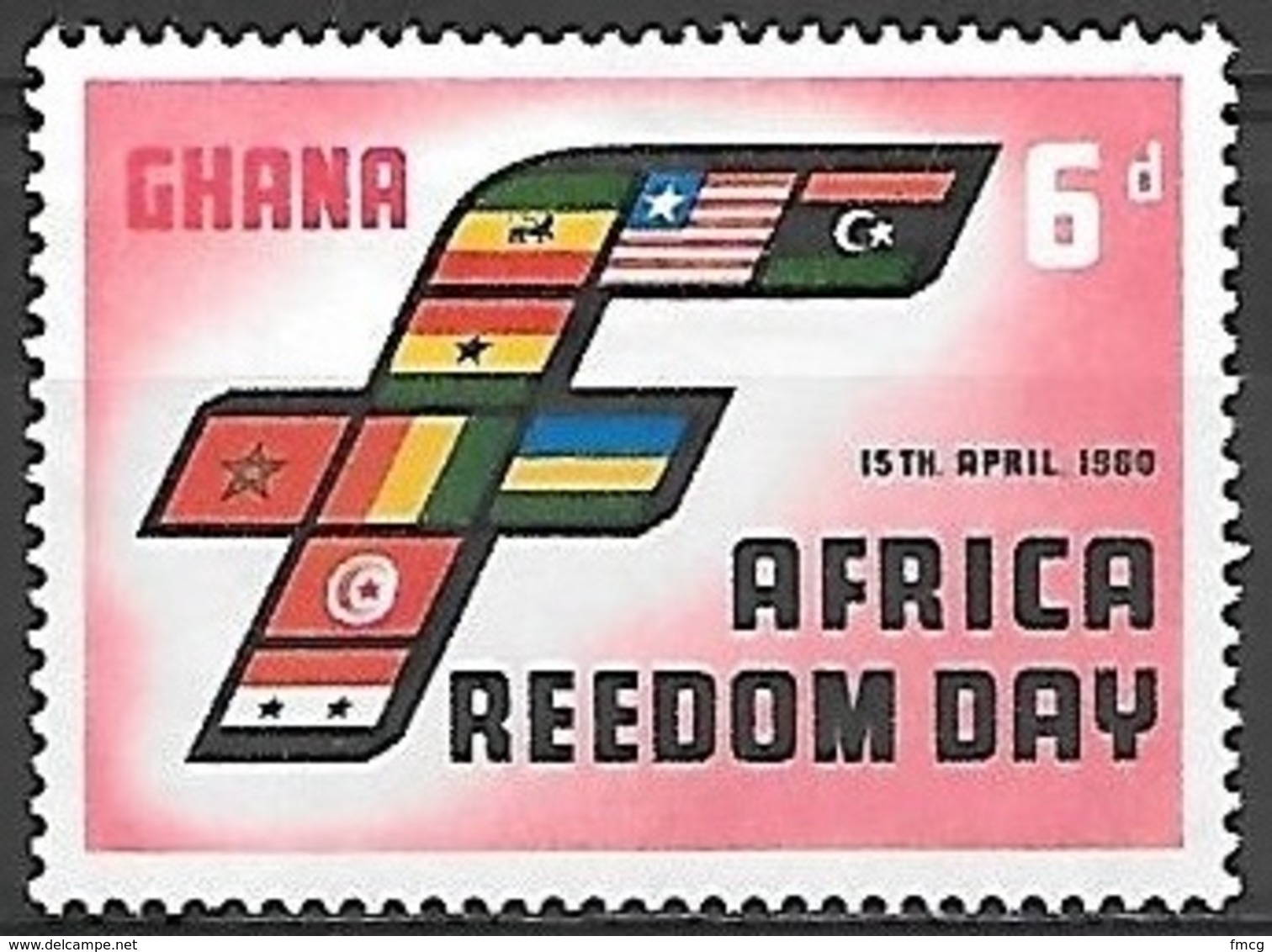 1960 Africa Freedom Day, 6d, Mint Hinged - Ghana (1957-...)