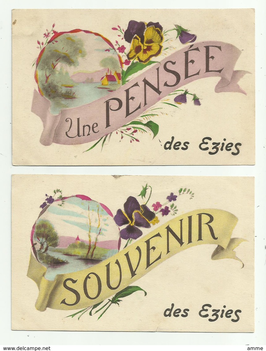 Ezies  *  (lot 2 Cartes)  Pensée Des Ezies & Souvenir Des Ezies - Autres & Non Classés