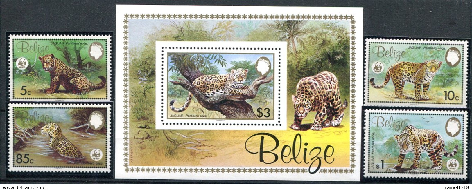 Belize                650/653  **  Jaguar  +  Bloc  50 ** - Belize (1973-...)