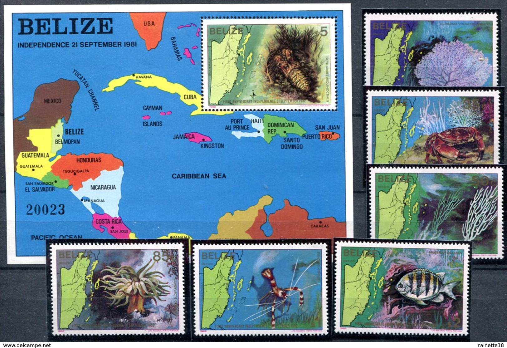 Belize             603/608  ** +  Bloc  40 **   Faune Marine - Belize (1973-...)