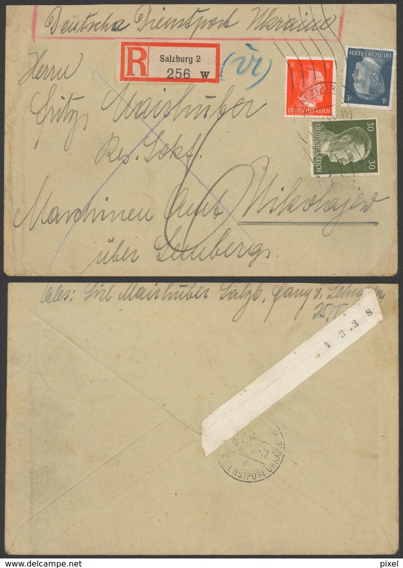 Germany 1943 - Registered Cover Salzburg To Ukraine - Briefe U. Dokumente