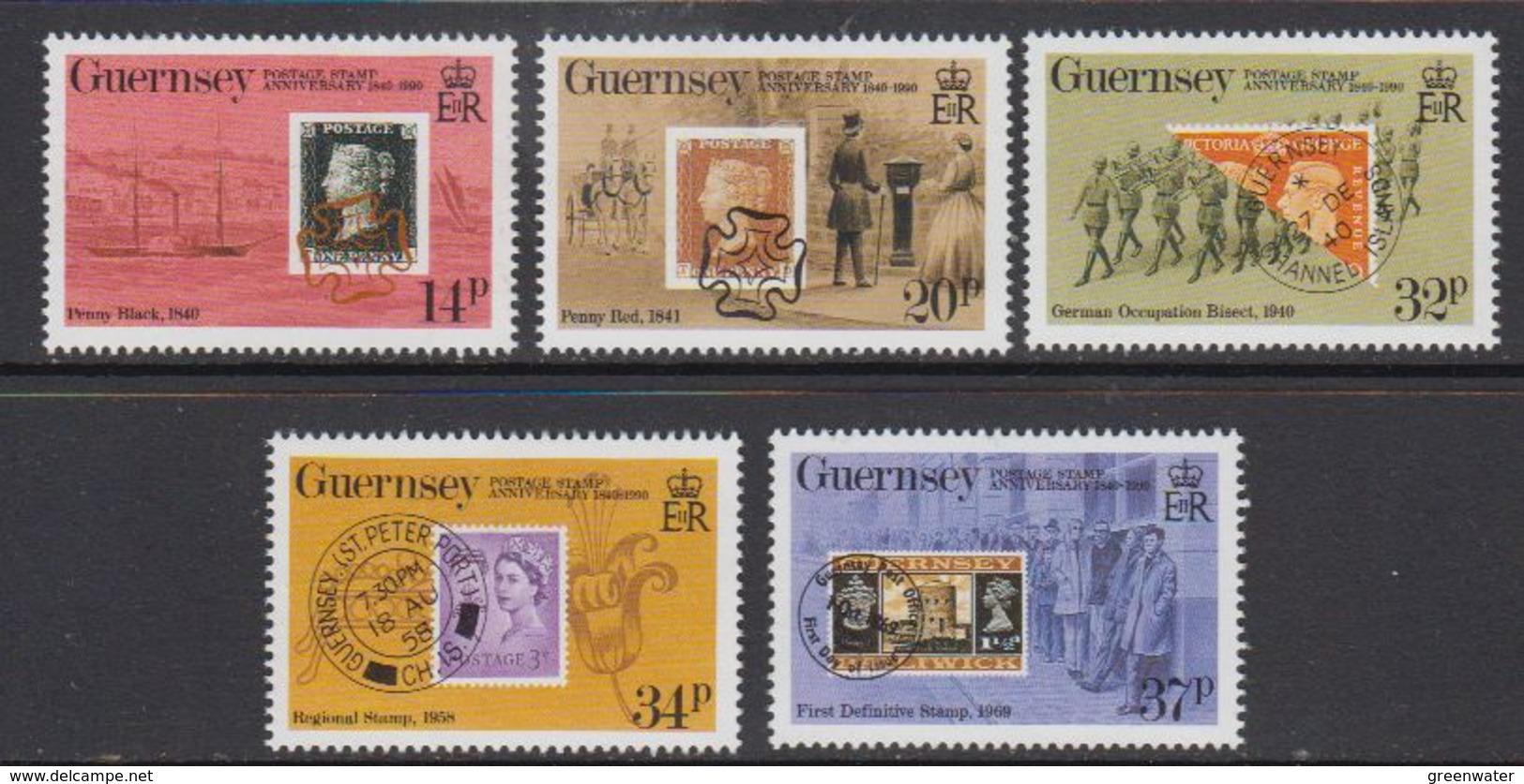 Guernsey 1990 Postage Stamp Anniversary 5v ** Mnh (41315B) - Guernsey