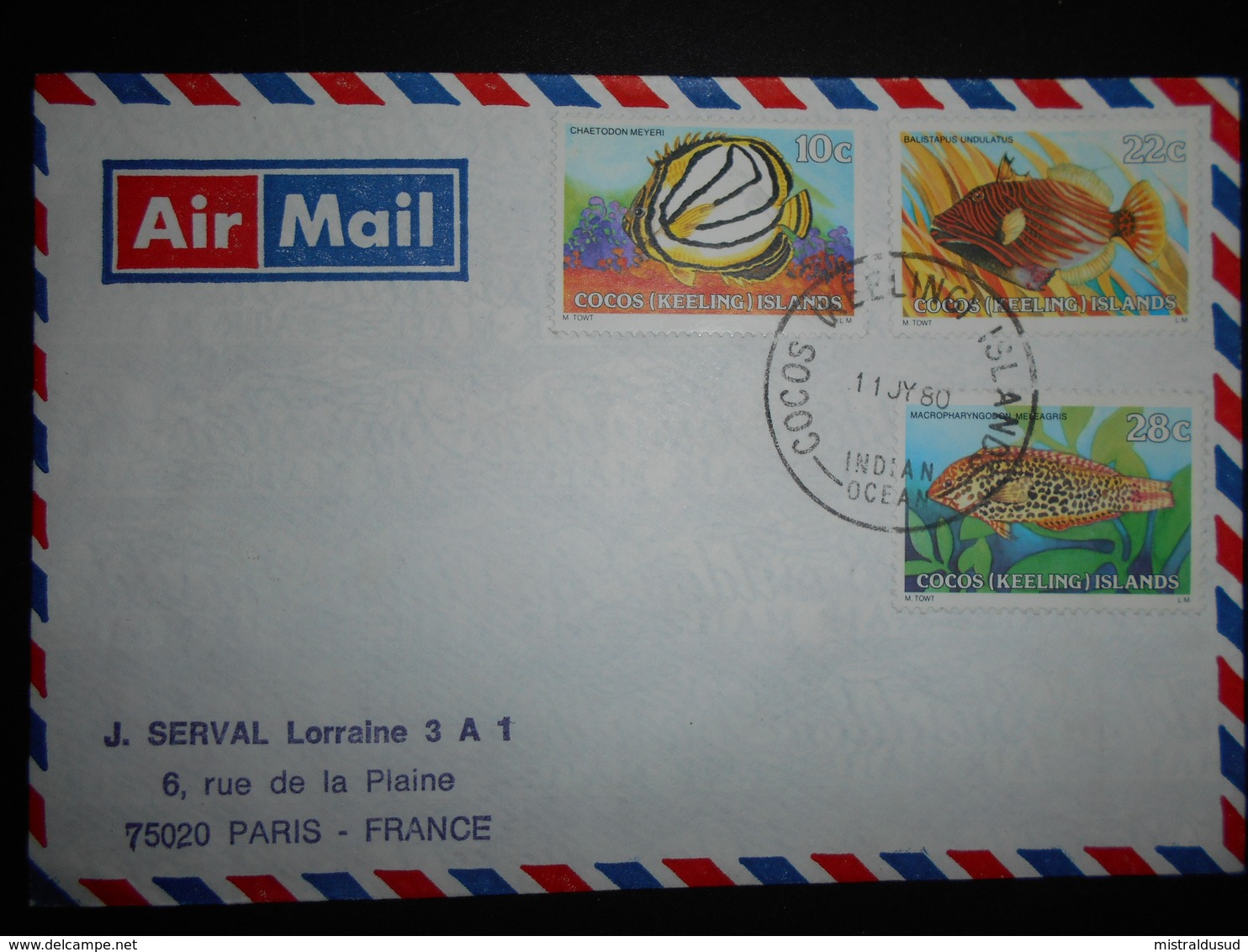 Cocs (keeling ) Lettre De 1980 Pour Paris - Cocos (Keeling) Islands