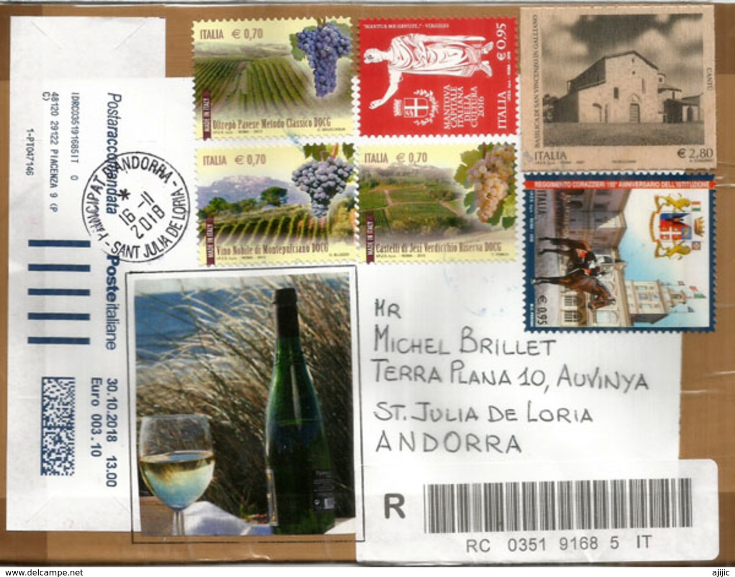 Vino Di Montepulciano,Denominazione Di Origine Controllata Garantita (DOCG),Lettera Raccomandata Indirizzata Ad Andorra - Vini E Alcolici