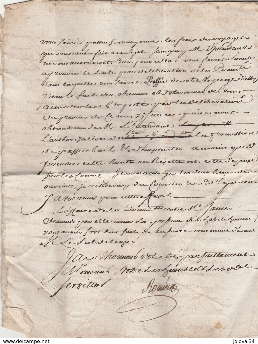 Lettre Marque Postale MONTPELLIER Hérault 14/3/1754 Pour Paulinet  Albi Tarn - 1701-1800: Précurseurs XVIII
