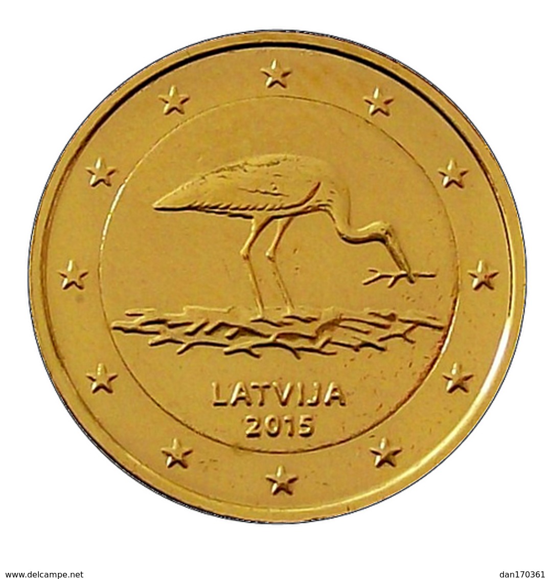 LETTONIE 2015  - 2 EUROS COMMEMORATIVE - CIGOGNE  - PLAQUE OR - Lettonie