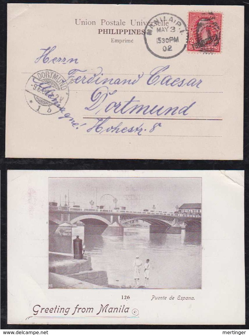 Philippines 1902 Picture Postcrad MANILA Puente De Espana To DORTMUND Germany - Filipinas