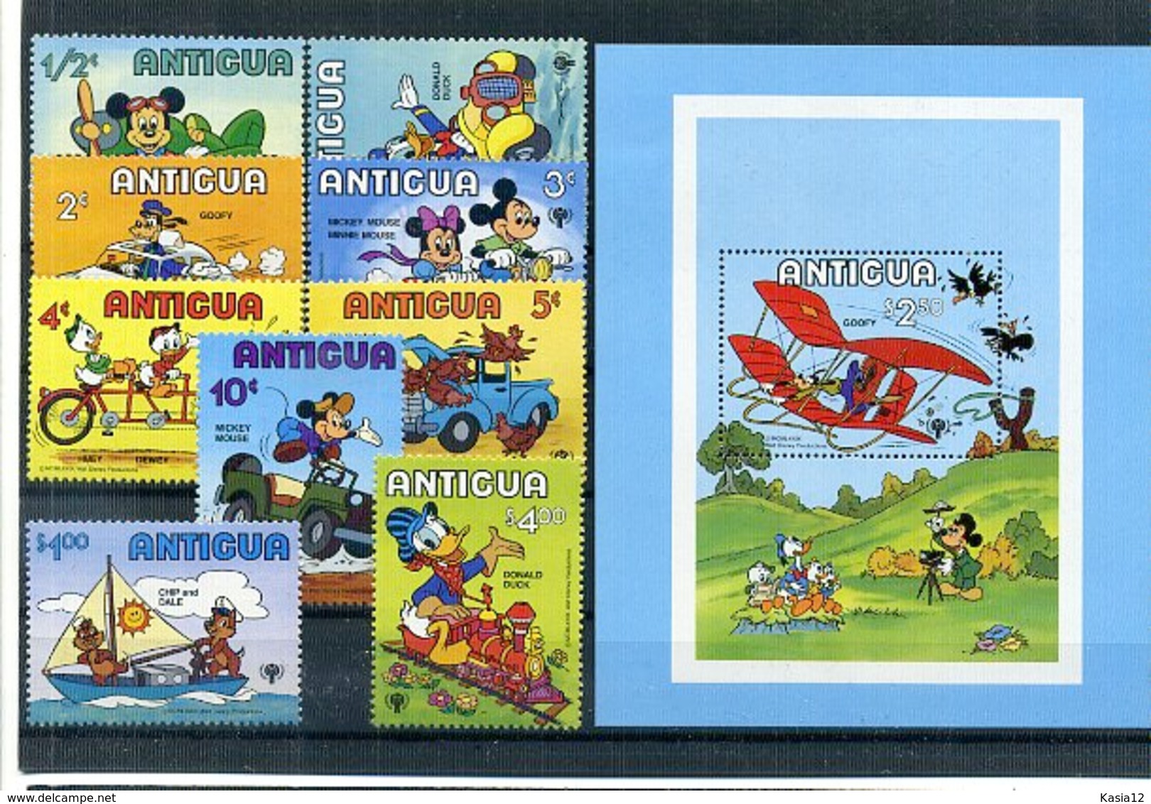 A23269)Disney: Antigua 563 - 571** + Bl 47** - Disney