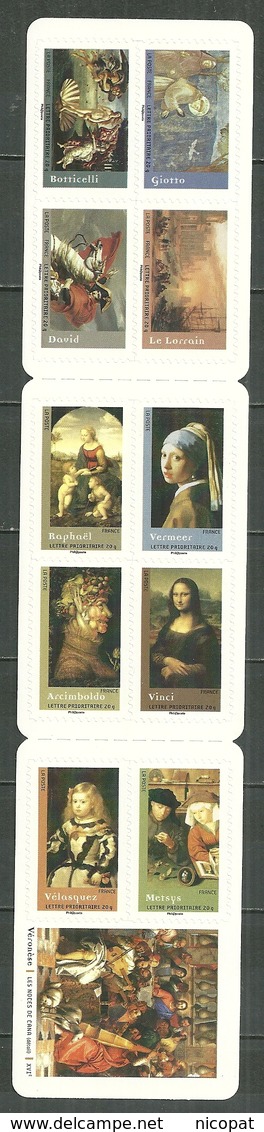 CARNET BC 150 Autocollant Auto Adhésif Art Peinture Jan Vermeer Léonard De Vinci Boticelli Raphaël Velasquez Arcimboldo - Conmemorativos