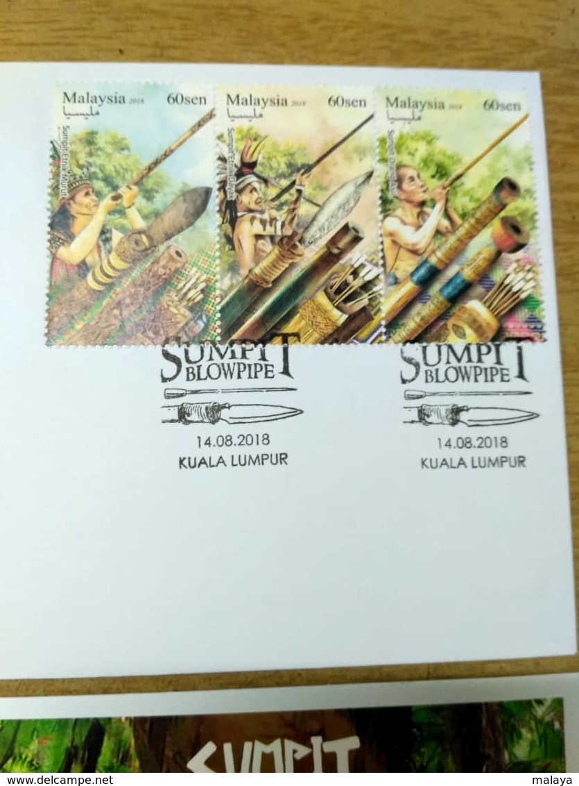 Malaysia 2018 Blowpipe Aboriginal People Bird Monkey Hornbill  Combo FDC Set Setenant Strip Rare + MS Miniture - Malaysia (1964-...)