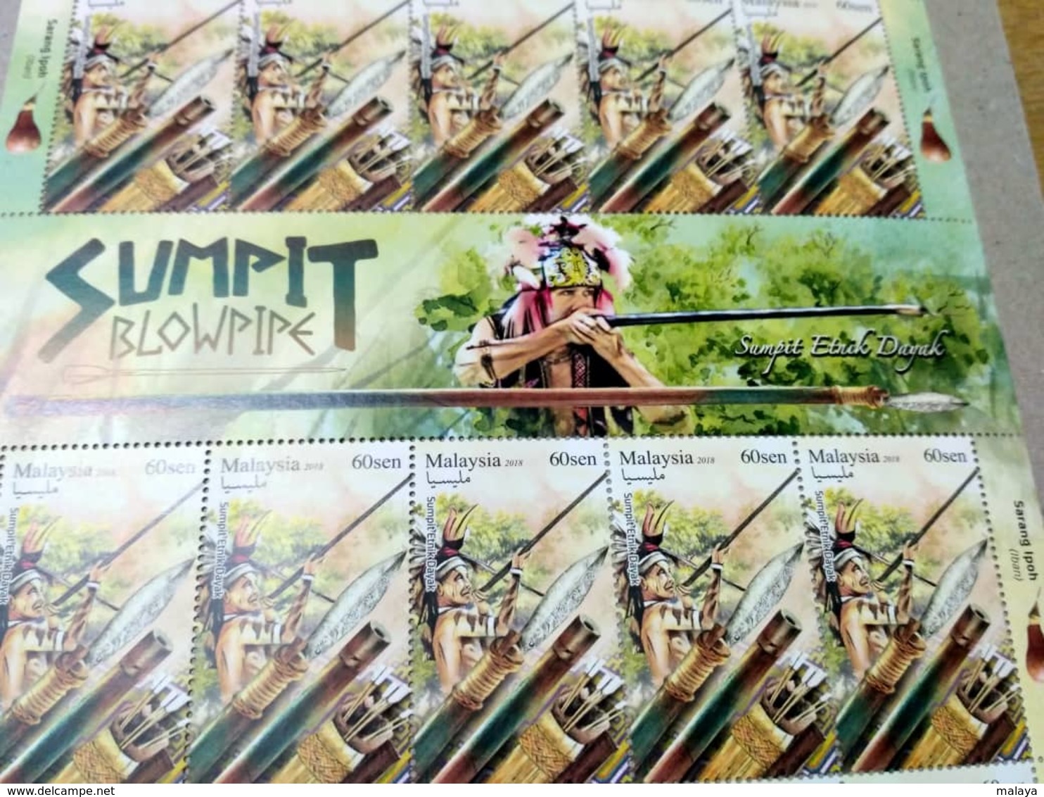 Malaysia 2018 Blowpipe Aboriginal People Hunting Weapons Bird Monkey Hornbill  Full Sheet Sheetlet MNH 20v - Malaysia (1964-...)