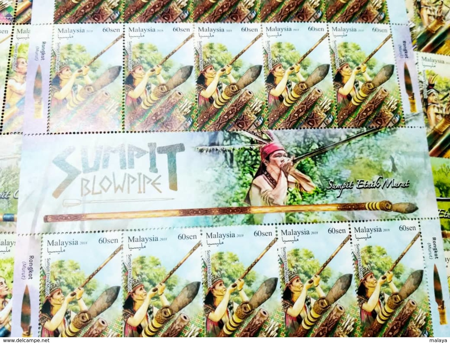 Malaysia 2018 Blowpipe Aboriginal People Hunting Weapons Bird Monkey Hornbill  Full Sheet Sheetlet MNH 20v