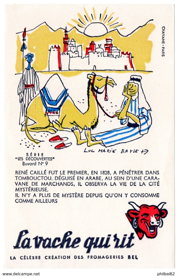 Buvard  La Vache Qui Rit, Fromageries Bel. Série Découvertes, Dessin De Luc Marie Bayle. N° 9 René Caillé. - F