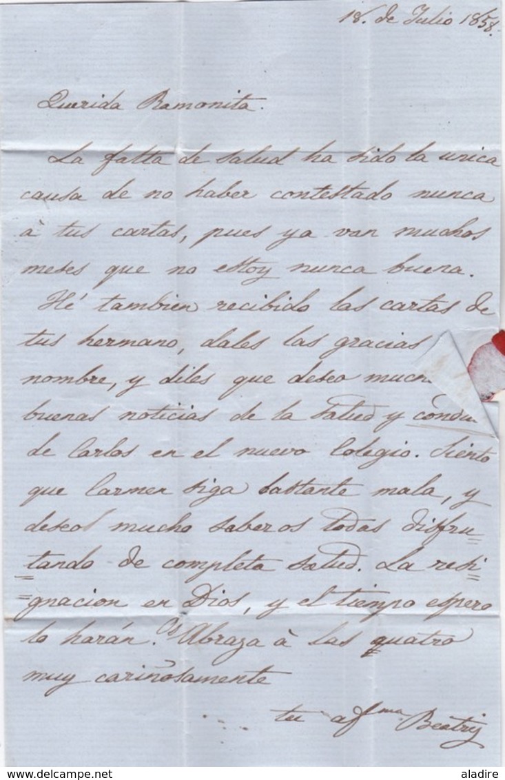 1858 - Lettre Avec  Correspondance En Espagnol De Modena, Italie Vers Nantes, France Via La Sardaigne - Modène
