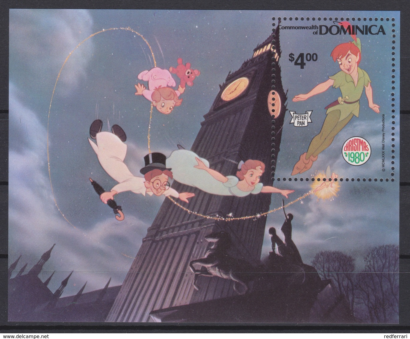 2439  Walt Disney   Commonwealth Of Dominica   1980  ( Christmas 1980 ) Peter Pan  . - Disney