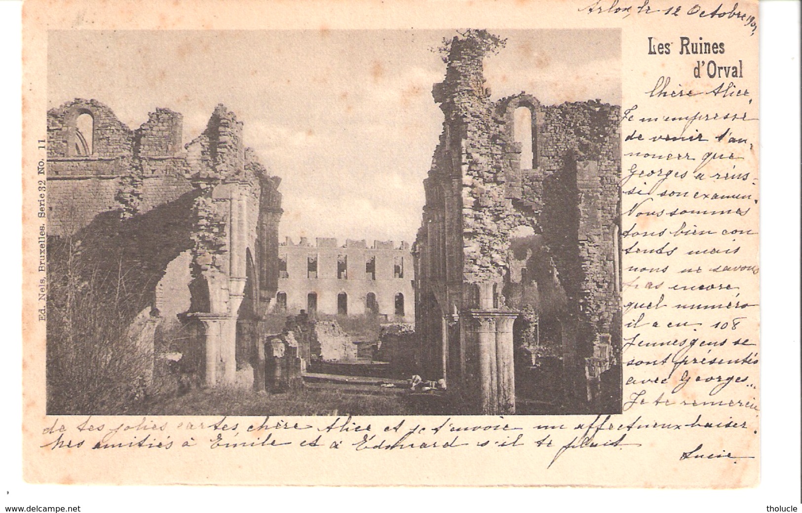 Les Ruines D'Orval (Florenville)-Abbaye-Trappiste-1901-Précurseur-Oblitération Arlon Et La Louvière-Edit.Nels S. 32 N°11 - Florenville