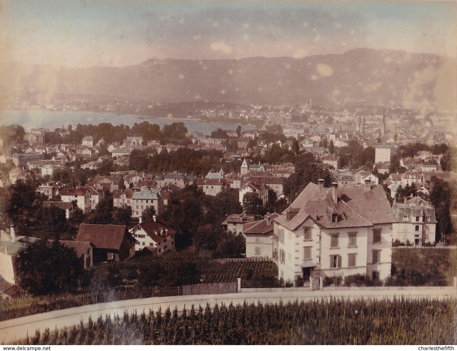 VERS 1880 - TRES RARE - GRANDE PHOTO ALBUMINE MONTEE ** SUISSE ZURICH PANORAMA ** DE SOMMER - Photo's Wehrli Au Verso - Anciennes (Av. 1900)