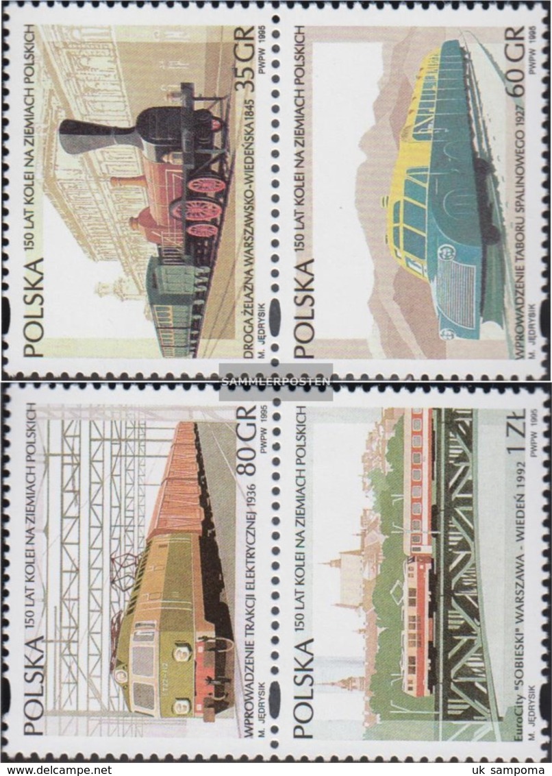 Poland 3541-3544 Couples (complete.issue.) Fine Used / Cancelled 1995 Railway - Oblitérés