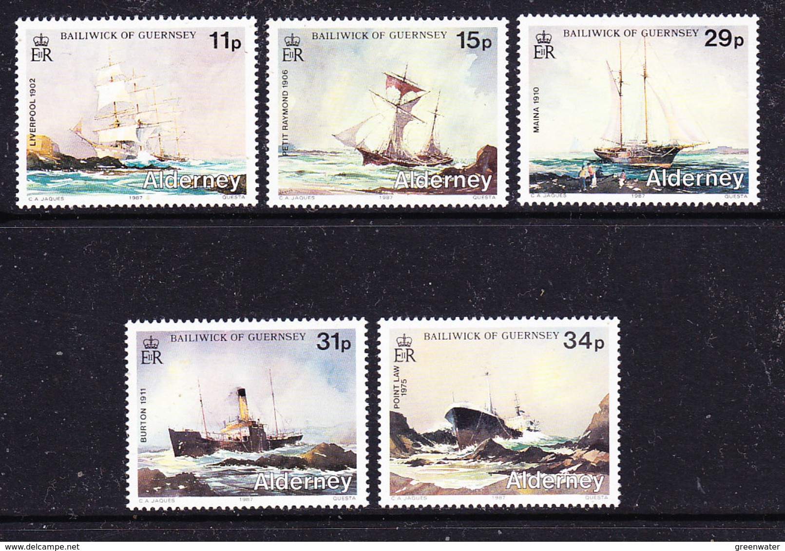 Alderney 1987 Shipwrecks 5v ** Mnh (41316A) - Alderney