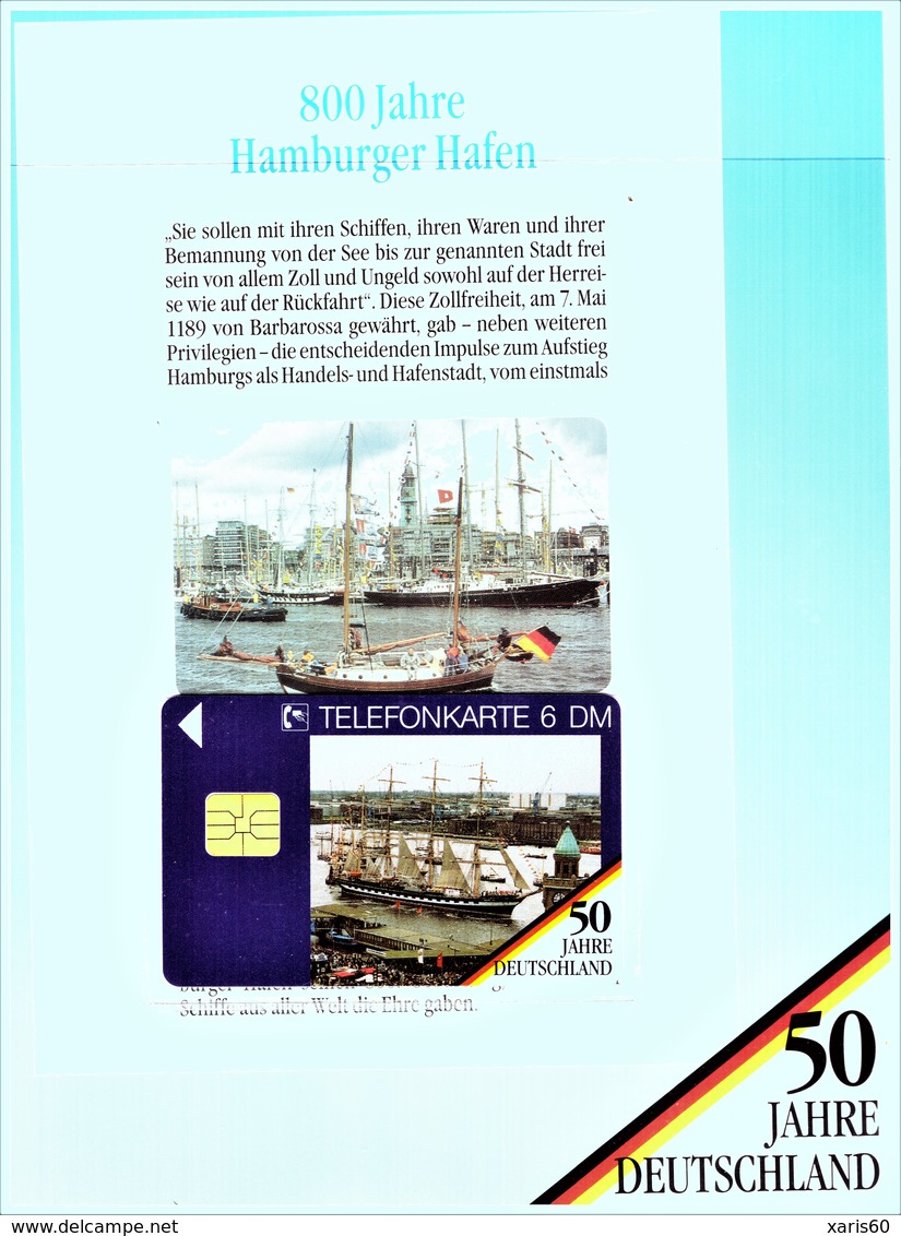 50 Jahre Deutscland: O-594 04-94 "800 Jahre Hamburger Hafen" Rare (8.500ex). Unused In Folder - O-Series : Customers Sets