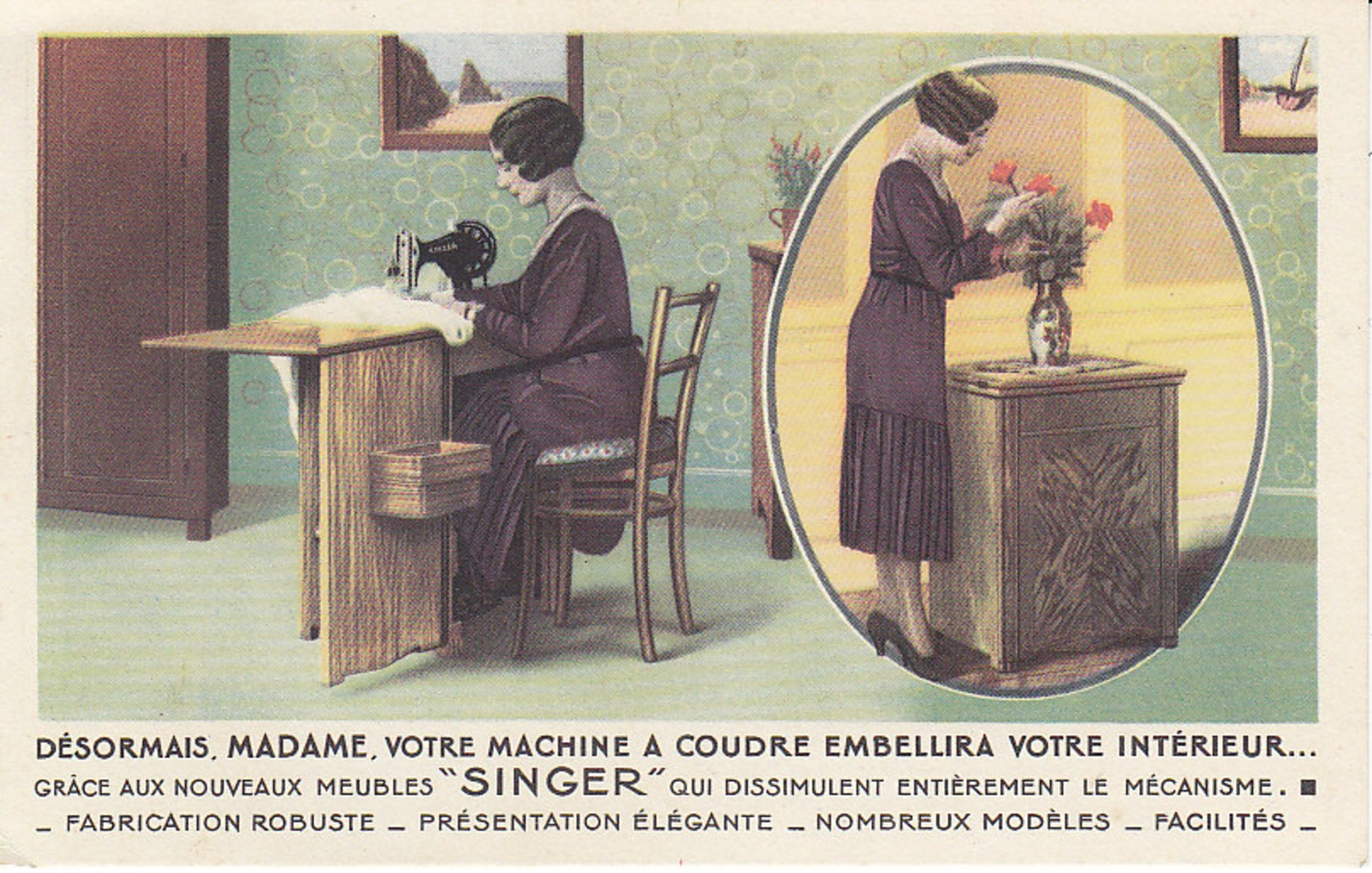 Remiremont ,pub Du Magasin Singer,10 Rue De La Xavée,1932,  2 Scans - Remiremont