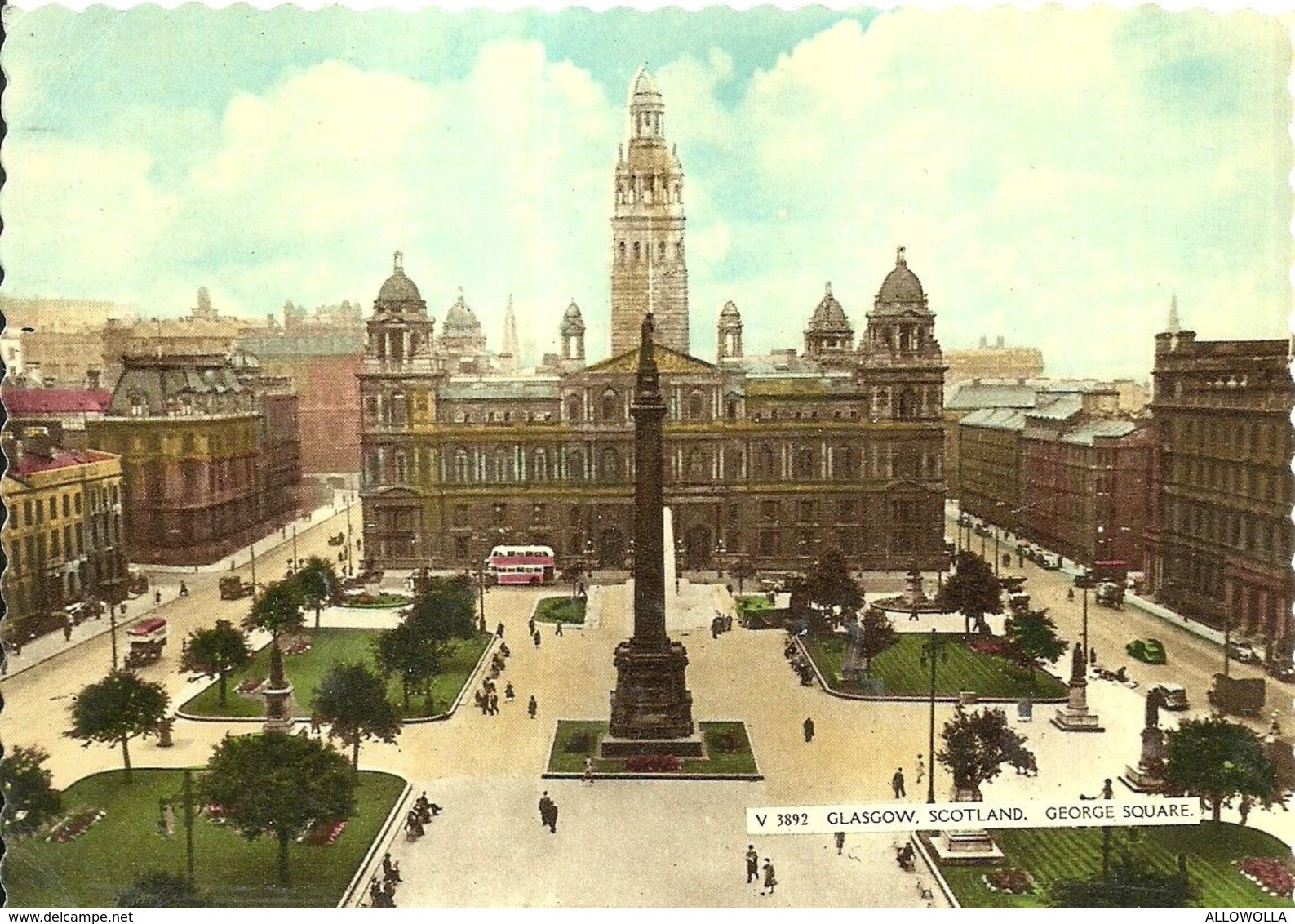 1841 " GLASGOW SCOTLAND-GEORGE SQUARE-VARI VEICOLI D'EPOCA " CARTOLINA POSTALE ORIGINALE NON SPEDITA - Lanarkshire / Glasgow