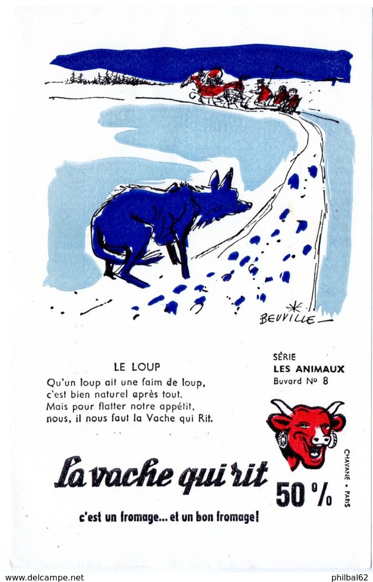 Buvard La Vache Qui Rit, Fromageries Bel. Série Les Animaux Dessin De Beuville N°8 Le Loup - F