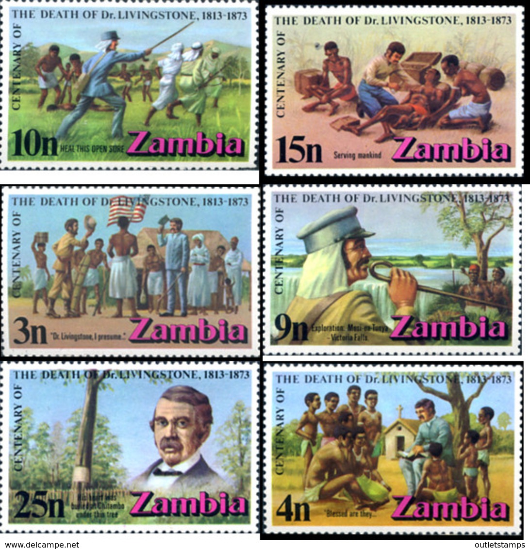 Ref. 244269 * HINGED *  - ZAMBIA . 1973. CENTENARIO DE LA MUERTE DEL EXPLORADOR DAVID LIVINGGSTONE - Zambia (1965-...)