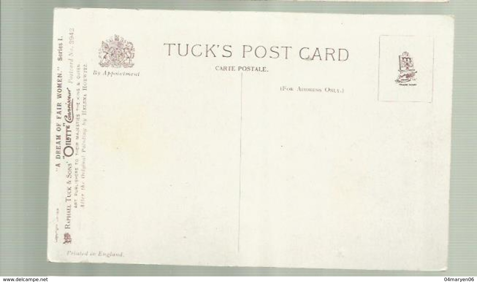 -*1 X See How She Leans Her Check Upon Her Hand !.....     * -"" TUCK'S Post Card ""- - Tuck, Raphael