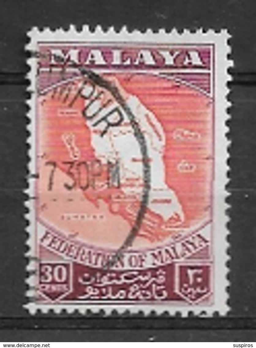 MALASIA FEDERATION  1957 Coat Of Arms, Flag And Map Of Malaya  USED - Federation Of Malaya