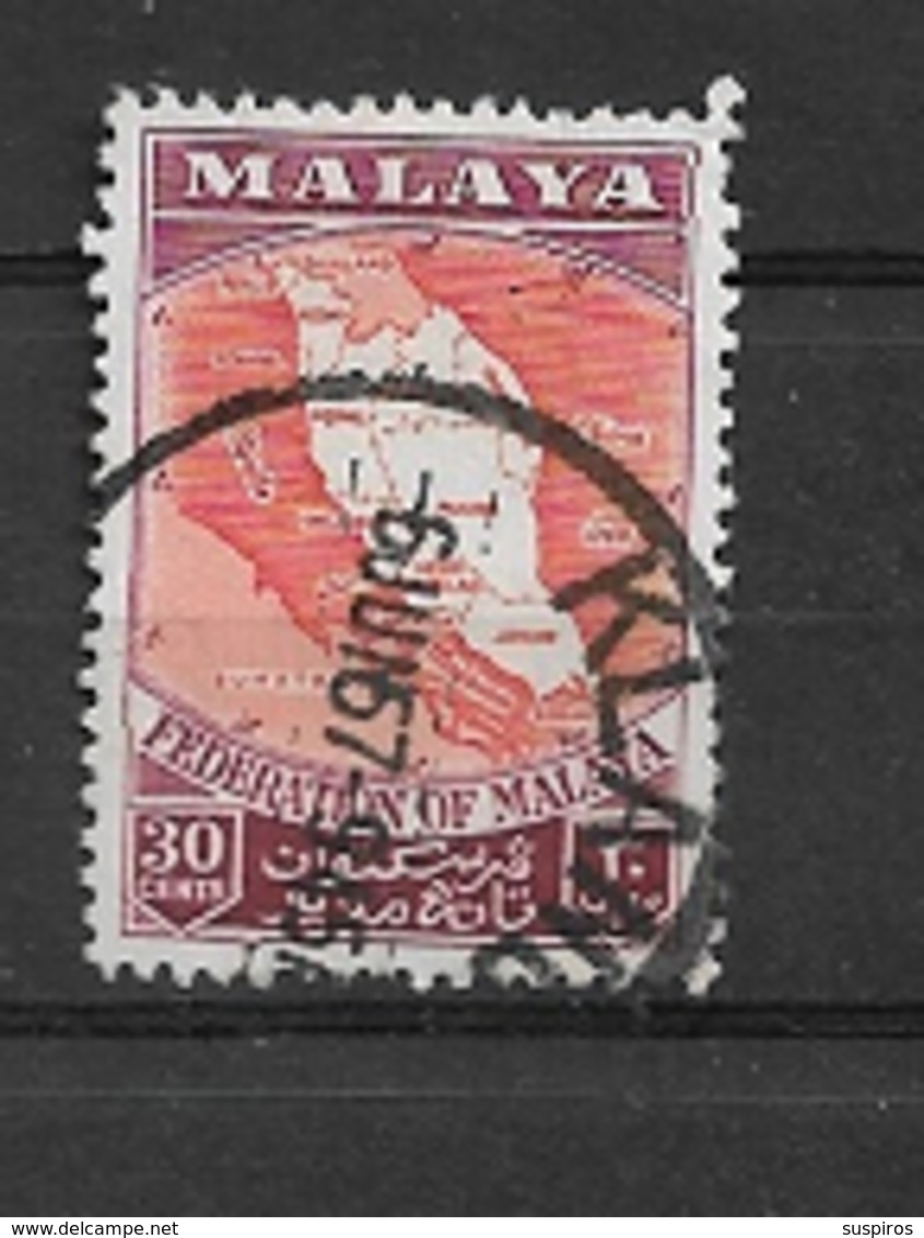 MALASIA FEDERATION  1957 Coat Of Arms, Flag And Map Of Malaya  USED - Fédération De Malaya